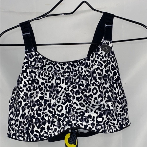 New GOODMOVE WO SIZE 40DD CROSSOVER  BACK SUPPORT BLACK WHITW ANIMAL PRINT CLEAN - Picture 1 of 12